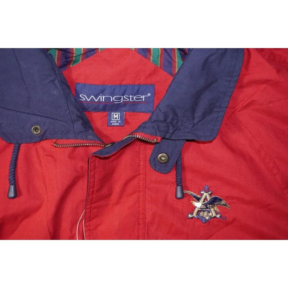 VTG Anheuser Busch Coachs Jacket Mens Red Medium Made in USA Beer Eagle Logo - Picture 5 of 13